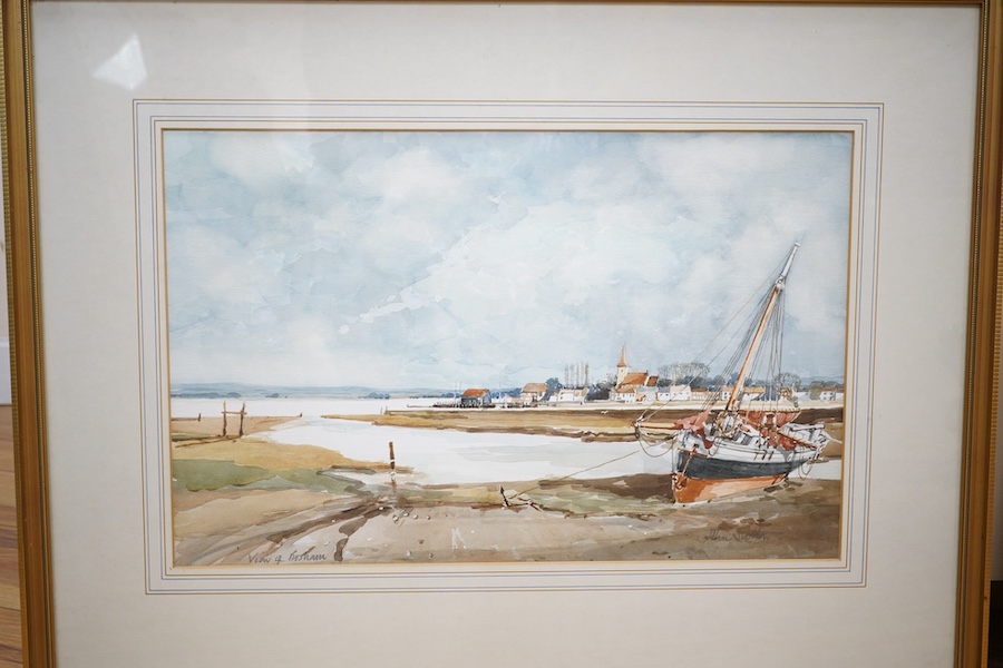 Frederick J. Aldridge (1850-1933), watercolour, ‘Littlehampton’ and John Sutton (b.1935), watercolour, ‘View of Bosham’, each signed and inscribed, largest 37 x 54cm. Condition - fair to good